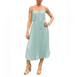 Sam Edelman Women's Pleated Chiffon Sleeveless A-Line Dress (Mint, Medium)
